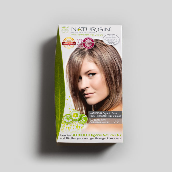 NATURIGIN natural hair dye – Dark Golden Copper Blonde 6.0